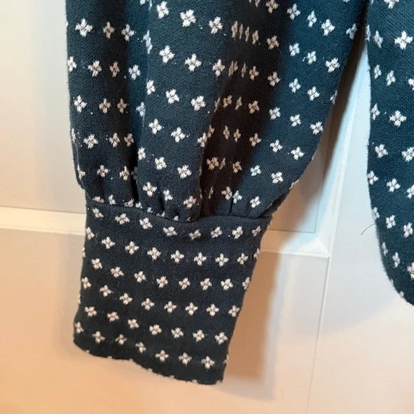 Madewell Dark Teal Patterned Crew Neck Sweater - Picture 5 of 5